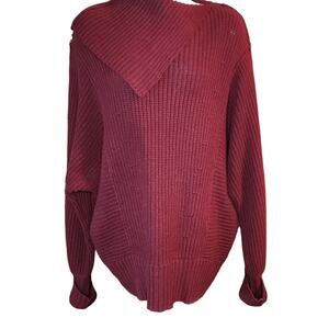 Free People Burgundy Pullover Chunky Sweater Size‎ XS